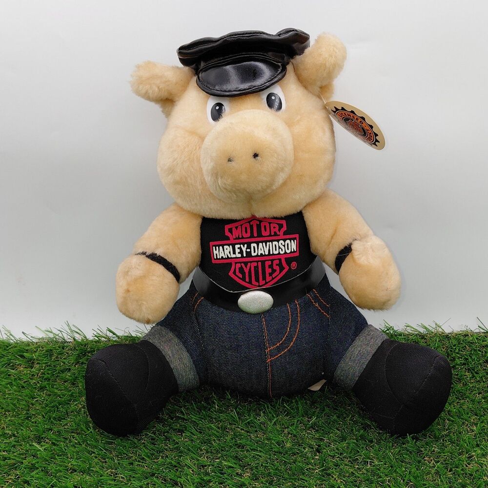 NWT VTG 1998 HARLEY DAVIDSON HOG PIG PLUSH STUFFED ANIMAL DENIM